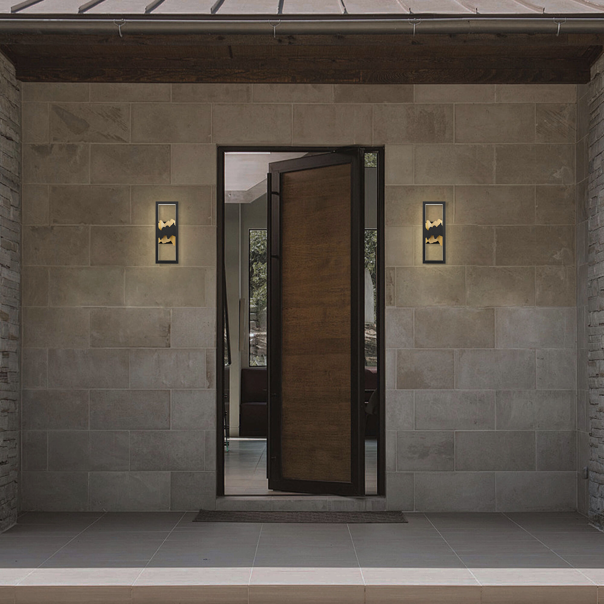 Sunrize LED 15 inch Sand Black Outdoor Wall Sconce